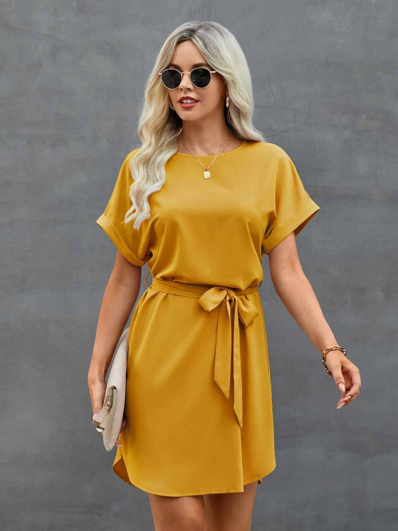 Tunic Dress with Self Tie Waist - Image 33
