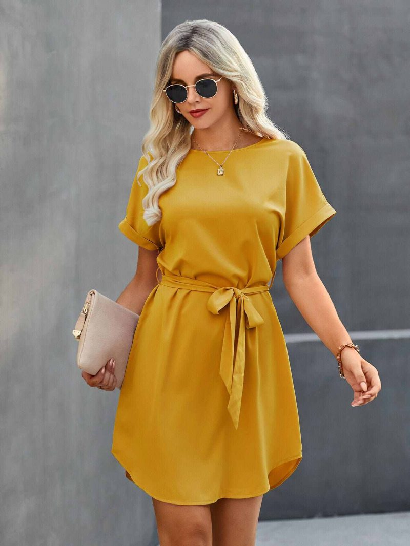 Tunic Dress with Self Tie Waist - Image 34