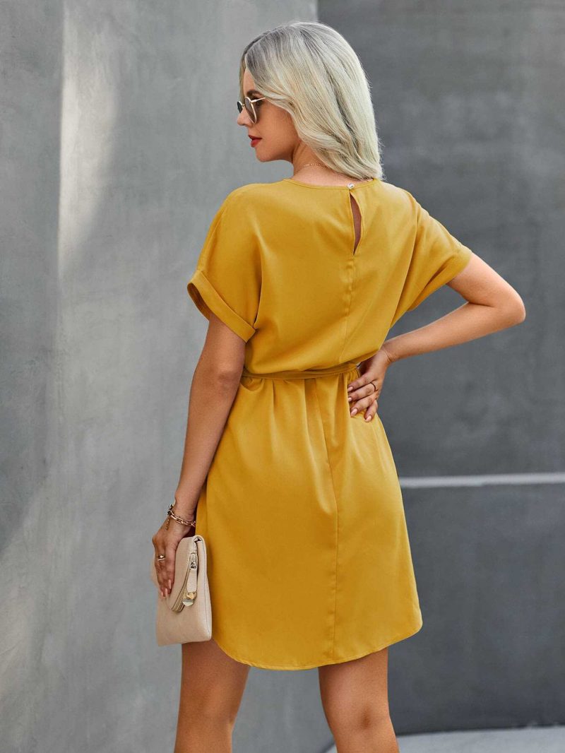 Tunic Dress with Self Tie Waist - Image 35