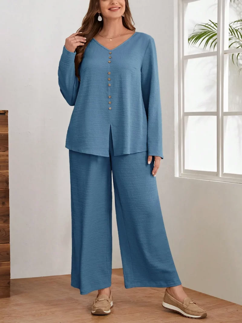 Women Classic Stylish Cord Set  Elegant Two Piece Outfit - Image 5