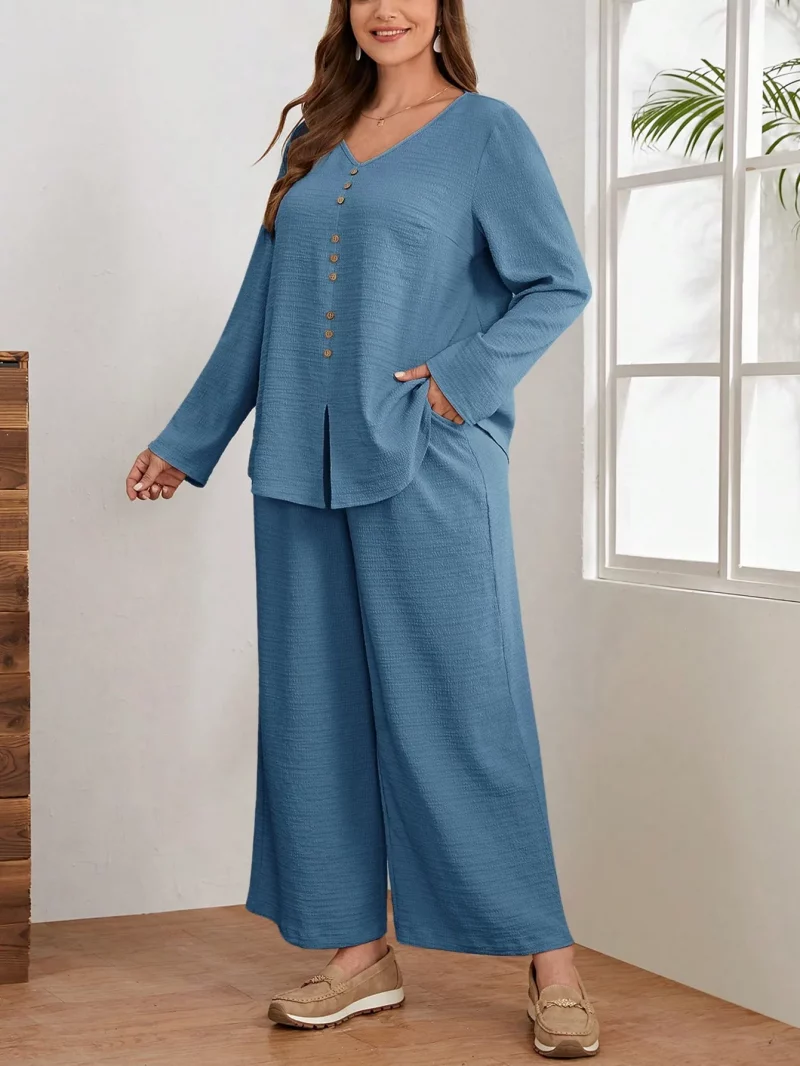 Women Classic Stylish Cord Set  Elegant Two Piece Outfit - Image 3