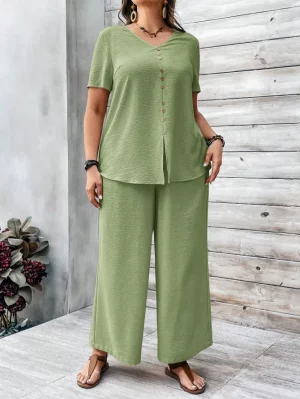 Cool And Comfy Solid Color Top And Bottom Set For Women