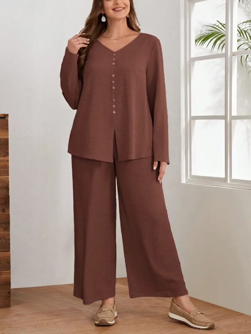 Women Classic Stylish Cord Set  Elegant Two Piece Outfit - Image 15