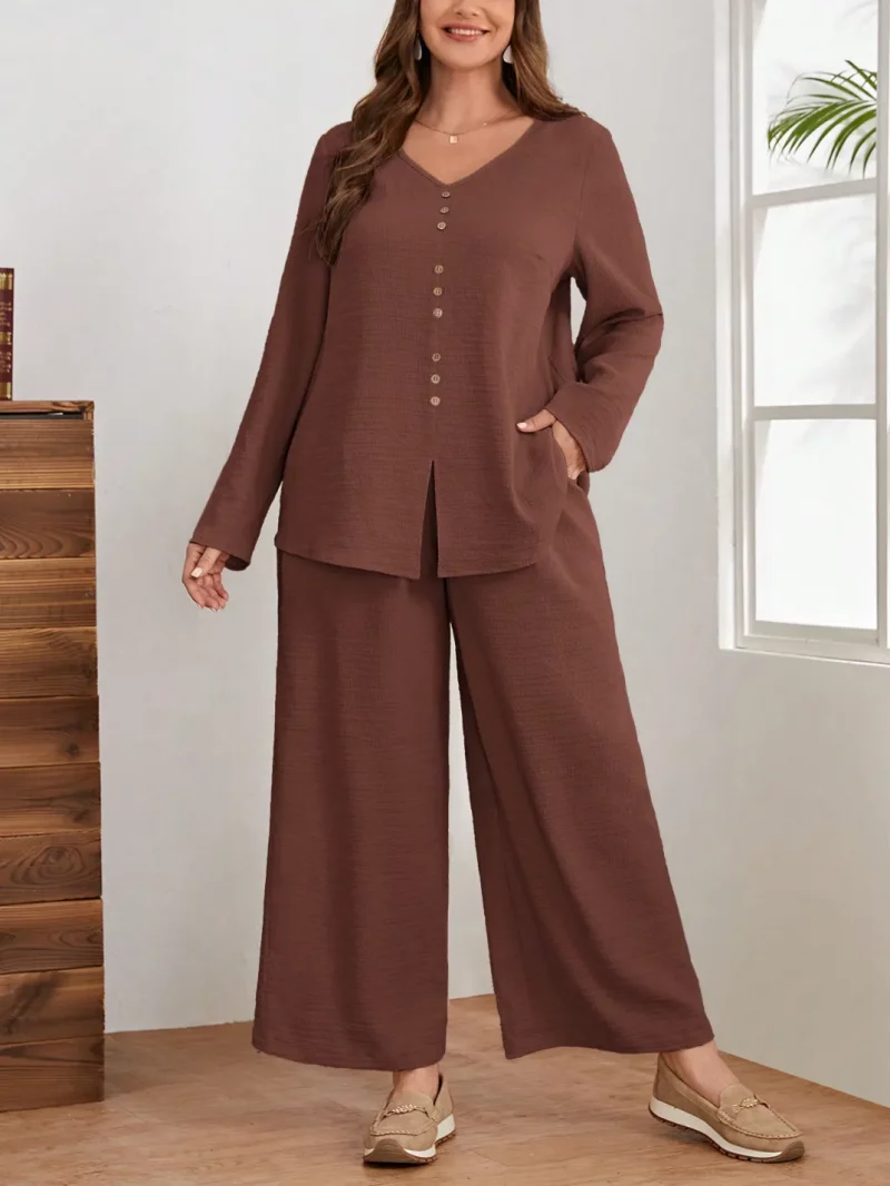 Women Classic Stylish Cord Set  Elegant Two Piece Outfit - Image 5