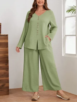 Women Classic Stylish Cord Set  Elegant Two Piece Outfit