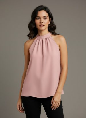 Lovshy Stylish High Neck Sleeveless Top
