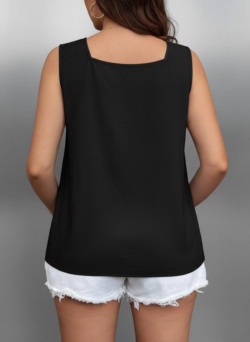 Square Neck Solid Cotton Tank Top for women Yl - photo 3