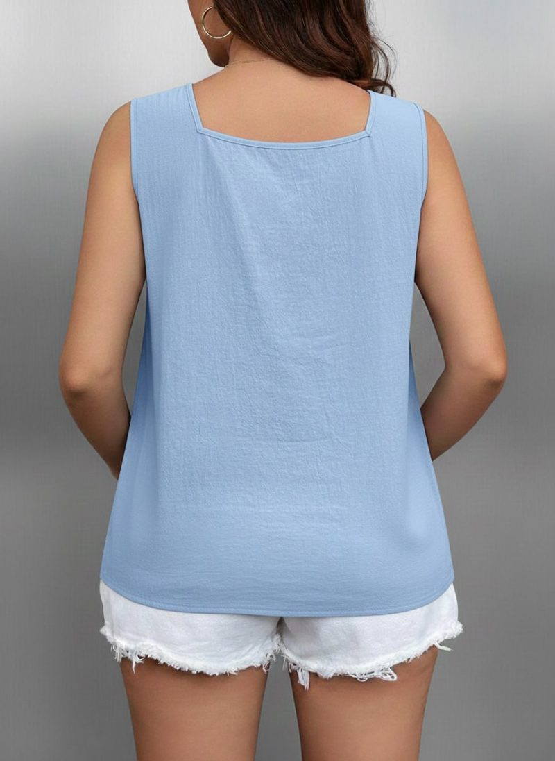 Square Neck Solid Cotton Tank Top for women - photo 4
