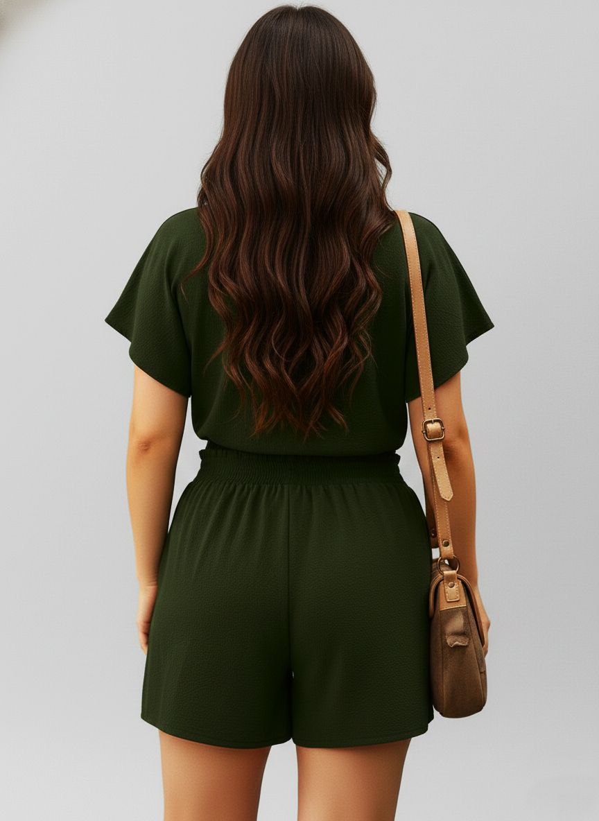 Lovshy Ladies Solid Crop Top And Short Set bl - Image 7