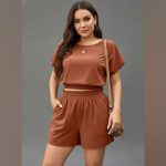 Lovshy Ladies Solid Crop Top And Short Set rs