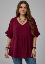 Casual Mom Shirts With Ruffled Sleeves mr