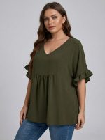 Casual Mom Shirts With Ruffled Sleeves gr
