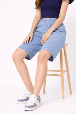 Comfort Fit Knee Length Denim Shorts