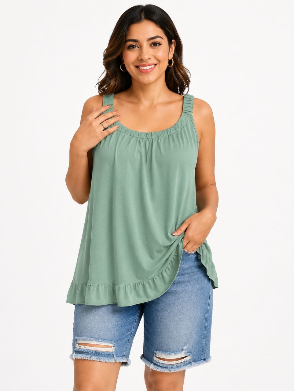 Lovshy Women's Sage Breeze Sleeveless Flowy Top - Image 3