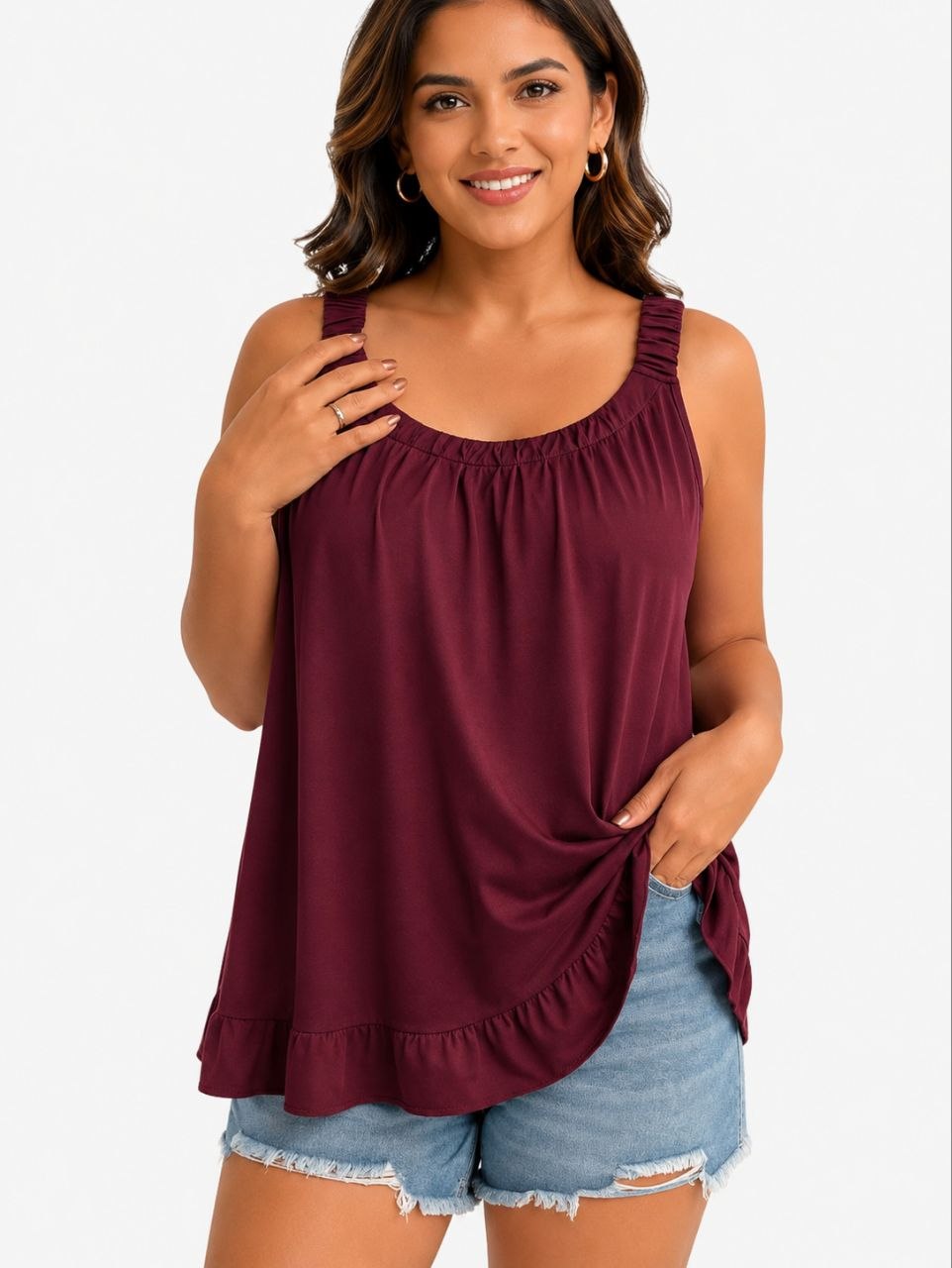 Lovshy Women's Sage Breeze Sleeveless Flowy Top - Image 9