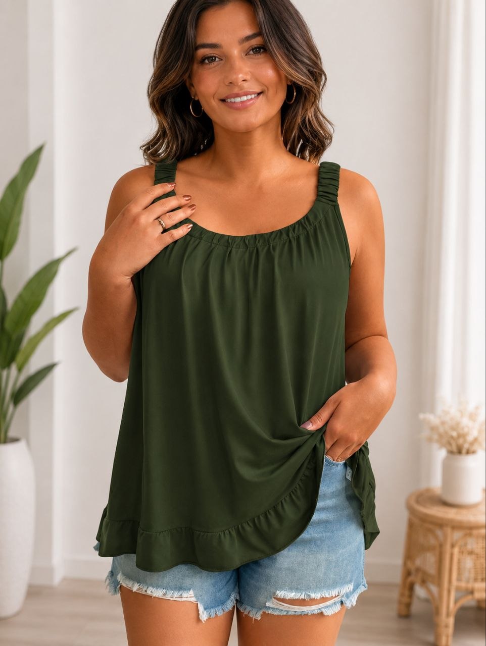 Lovshy Women's Sage Breeze Sleeveless Flowy Top - Image 12