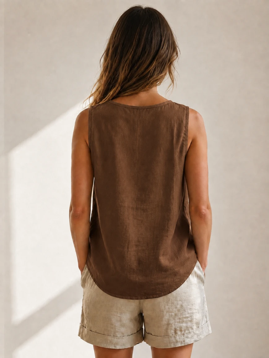 Lovshy Women’s Sleeveless Front Button Relaxed Fit Top - Image 11