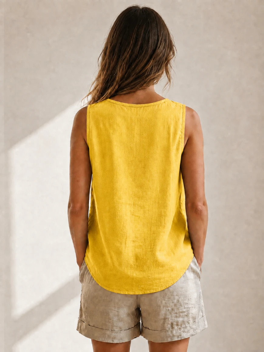 Lovshy Women’s Sleeveless Front Button Relaxed Fit Top - Image 14