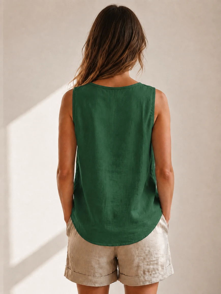 Lovshy Women’s Sleeveless Front Button Relaxed Fit Top - Image 7