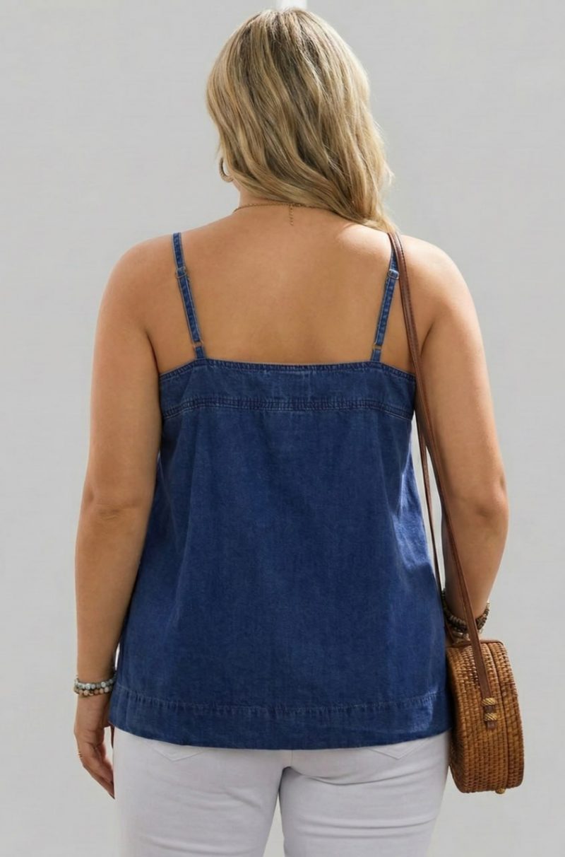 Lovshy Fashionable Denim Strappy Top for Women - photo 2