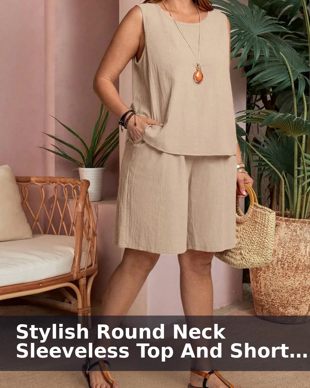 Stylish Round Neck Sleeveless Top And Short Set ka - video