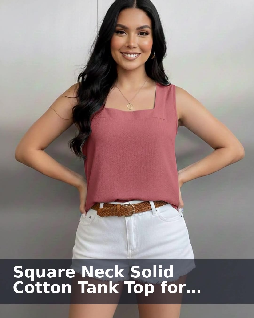 Square Neck Solid Cotton Tank Top for women - video
