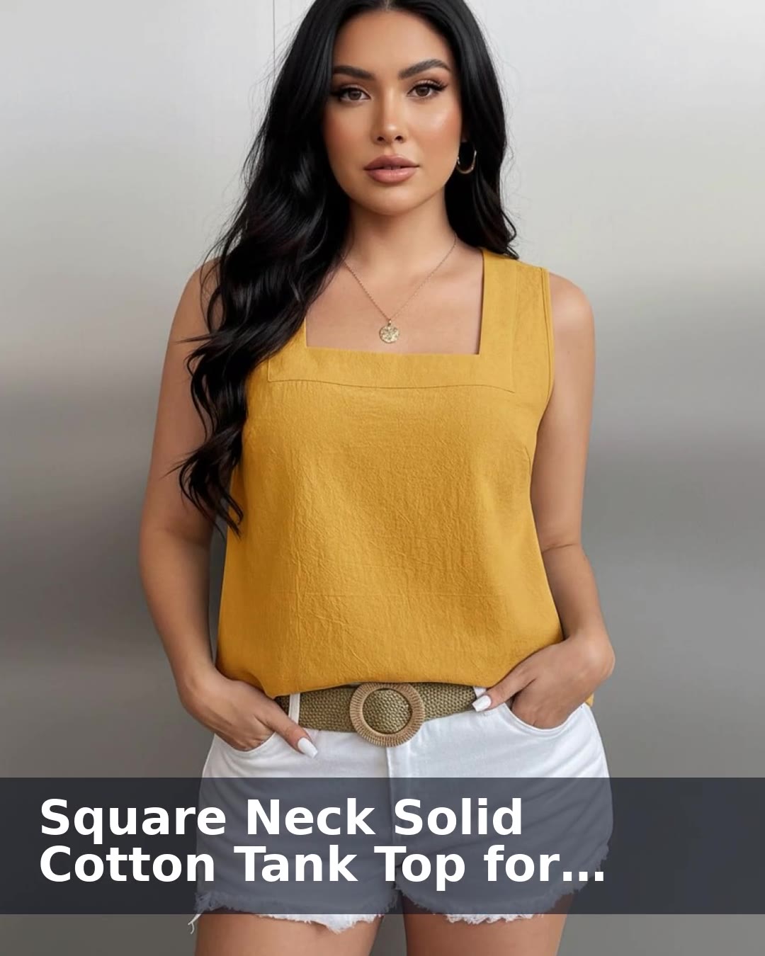 Square Neck Solid Cotton Tank Top for women Yl - video