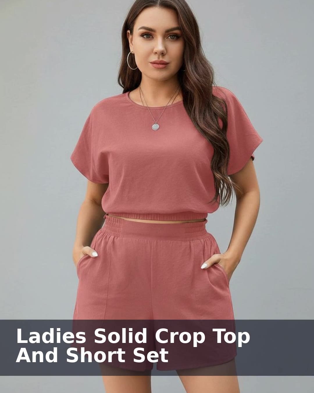 Lovshy Ladies Solid Crop Top And Short Set - video