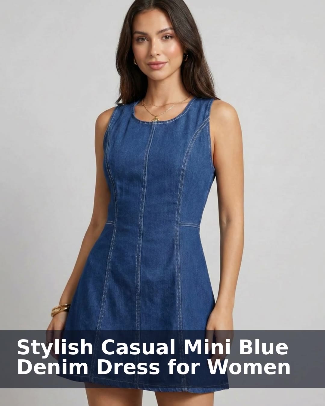 Lovshy Stylish Casual Mini Blue Denim Dress for Women - video