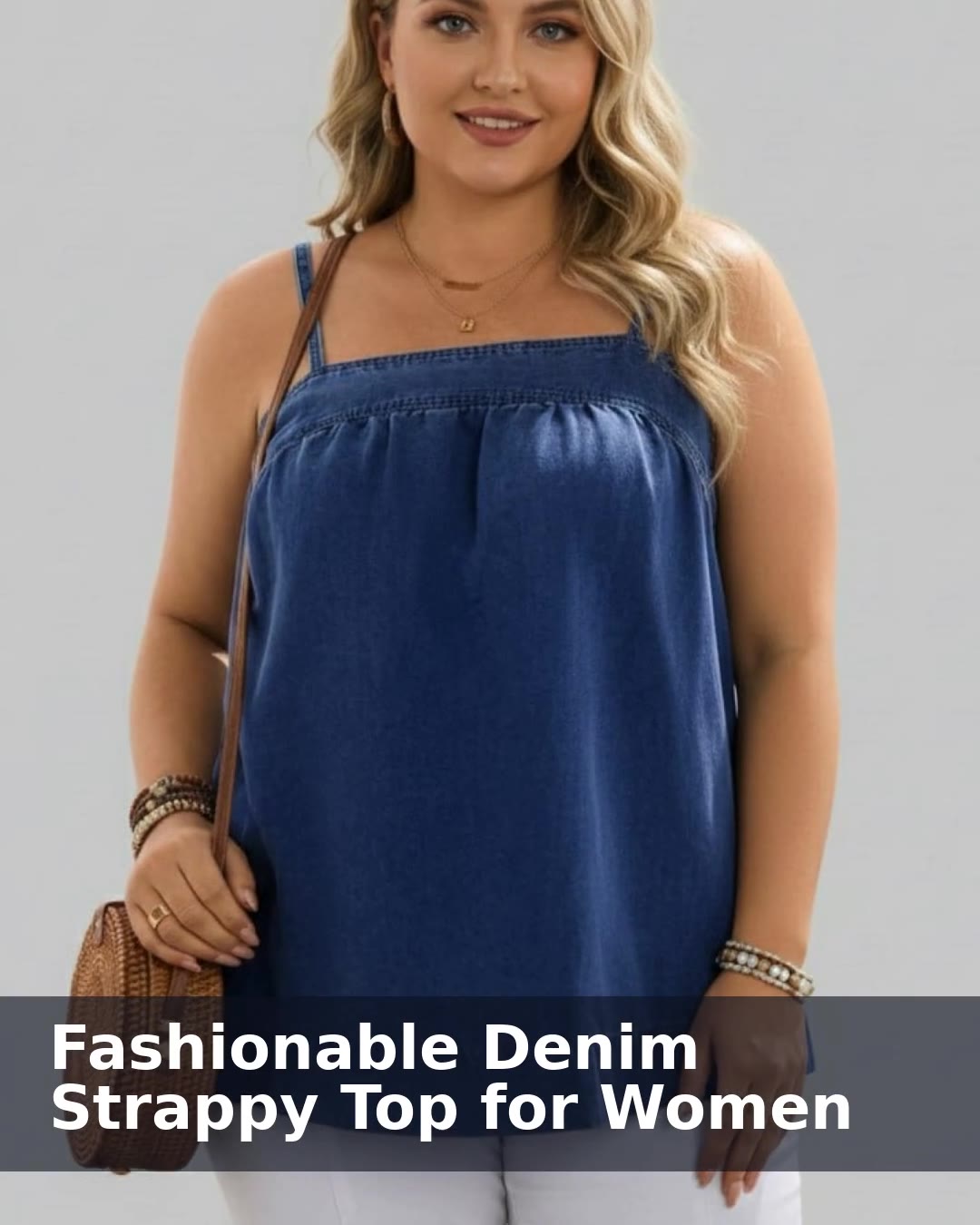 Lovshy Fashionable Denim Strappy Top for Women - video