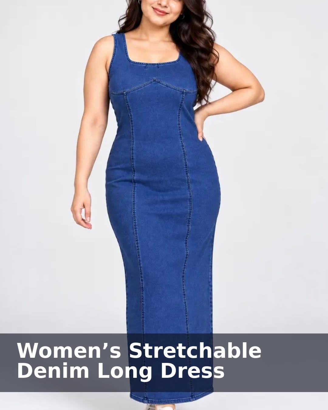 Lovshy Women’s Stretchable Denim Long Dress - video